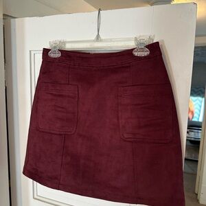 Burgundy Suede Mini Skirt